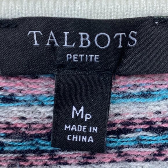 Talbots Wool Blend Fair Isle Sweater Stripe Bold Ski-Après Nordic Cabincore-MP - Picture 9 of 11